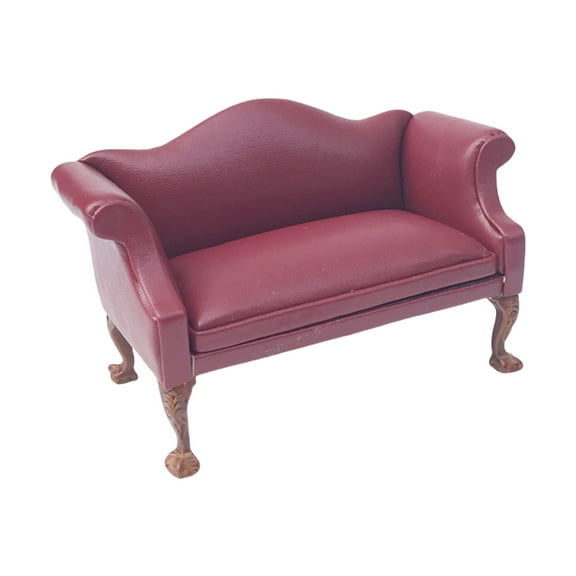 Yokua Miniature Mini Leather Sofa Model Doll Houses Couch Accessory Realistic 1:12
