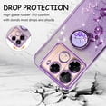 thumbnail image 4 of for Infinix Note 40 Pro Slim Case, Crystal Bling Clear Glitter Sparkle Diamond Flowers Floral Design Soft Silicone Cover with Ring Kickstand for Infinix Note 40 Pro HSF-Purple, 4 of 9