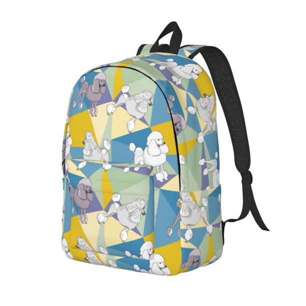 Balery Cute Poodle Dog Mochila Clásica Impresa Básica para Viaje, Mochila Escolar Resistente al Agua, Mochila de Lona con Correas Ajustables-Medium