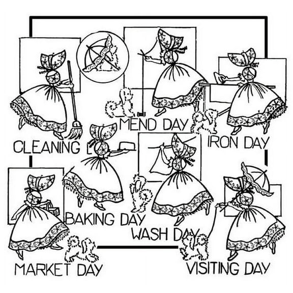 Aunt Martha's #3930 Colonial Girl and Puppy