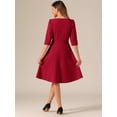thumbnail image 3 of DARING DIVA Midi Boat Neck Short Sleeves A-Line Office Dress S Red, 3 of 6