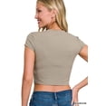 thumbnail image 3 of I AM A FASHION JUNKY Zenana Cropped Interlock Short Sleeve Top (MUSHROOM, S), 3 of 3