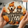 thumbnail image 6 of 2D Flat, 2D Flat - 1pc 7.87x7.87inch Aluminum Happy Fall Garden Decor Sign - 1pc, Inch Round Plaque with Pumpkin, Dog Cat Design, Outdoor Autumn Thanksgiving Decoration, 2D Flat, 6 of 6