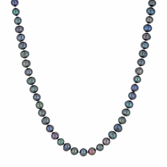 925 Sterling Silver 30 inches Necklace Lobster Claw With Black Pearl Jewelry for Women
