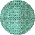 thumbnail image 1 of Ahgly Company Indoor Round Abstract Light Blue Modern Area Rugs, 4' Round, 1 of 4