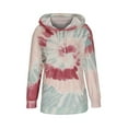 thumbnail image 3 of IROINNID Hoodie for Women Plus Size Tie-Dye Printed Fall Pullover Long Sleeve Casual Drawstring Hoodie,Burgundy, 3 of 5