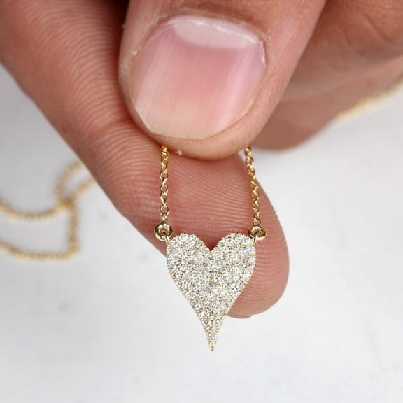 1 Ct Round Cut Lab-Created VVS1 Moissanite Heart Shape Necklace 18" 14K Yellow Gold Plated