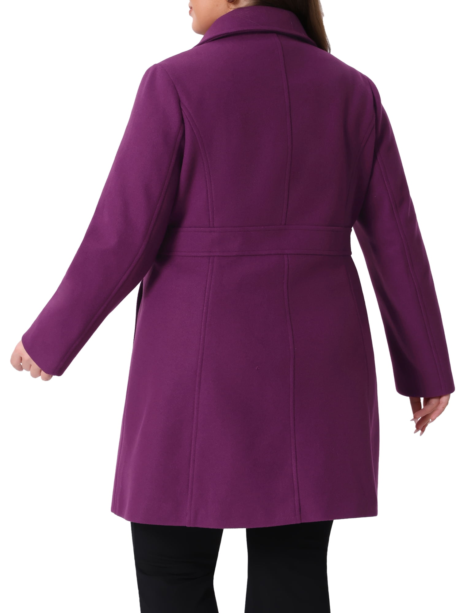DARING DIVA Women's Plus Size Notched Lapel Single Breasted Coat 2X Purple