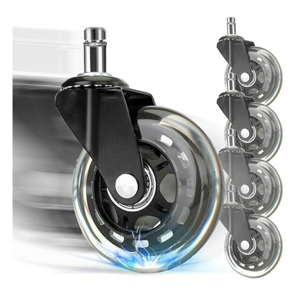 Office Chair Wheels Replacement Set of 5, Heavy Duty Rubber Casters for Carpet and Hardwood Floors, Noiseless Game Chair , Smooth Rolling Desk Chair Casters for Work