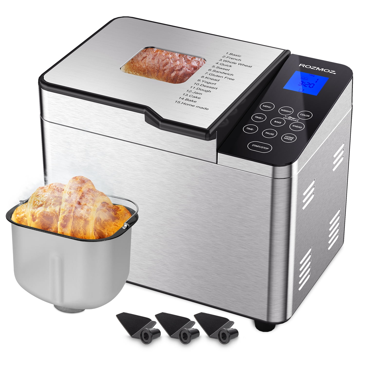 Rozmoz 2LB Bread Machine 15in1 Automatic Bread Maker with Time Delay