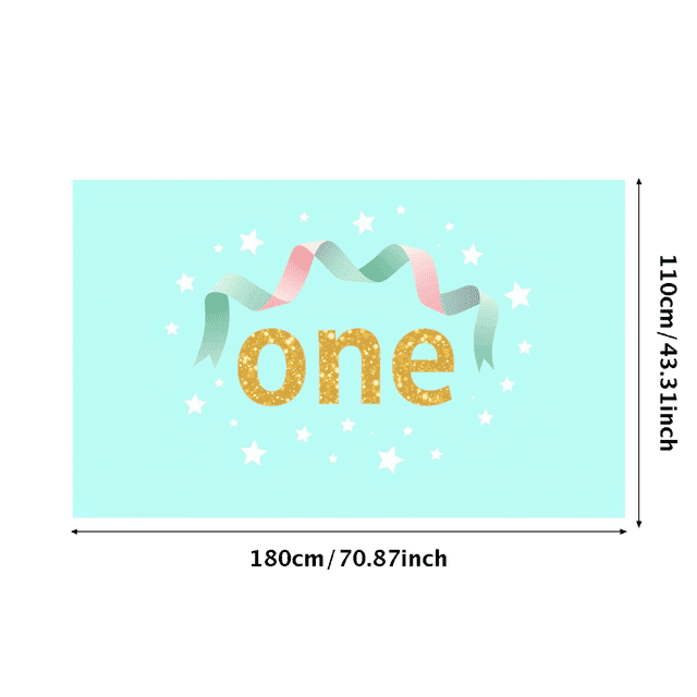 Glittery Gold One Banner for First Birthday Party, Party Decorations Backdrop Background Photography Props for Celebrations Photo Booth Decor