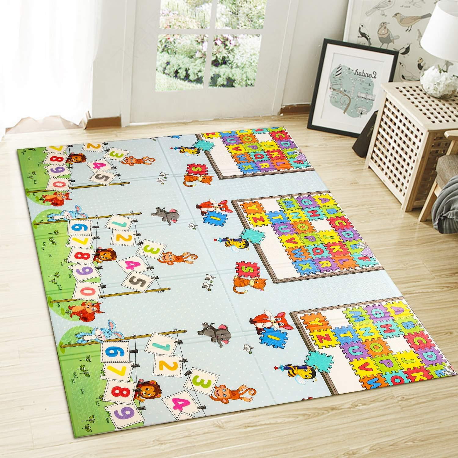 Jeffergrill Non-Toxic Baby Playmat Large Folding Reversible Crawling Mat for Infants Toddlers