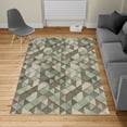thumbnail image 2 of Geometric Turkish Area Rug, Abstract Vector Retro Pattern of Triangles Modern Art Inspired Illustration, Soft Carpet for Living Room Decor with Distressed Look, 4' X 5.7', Army Green, by Ambesonne, 2 of 4