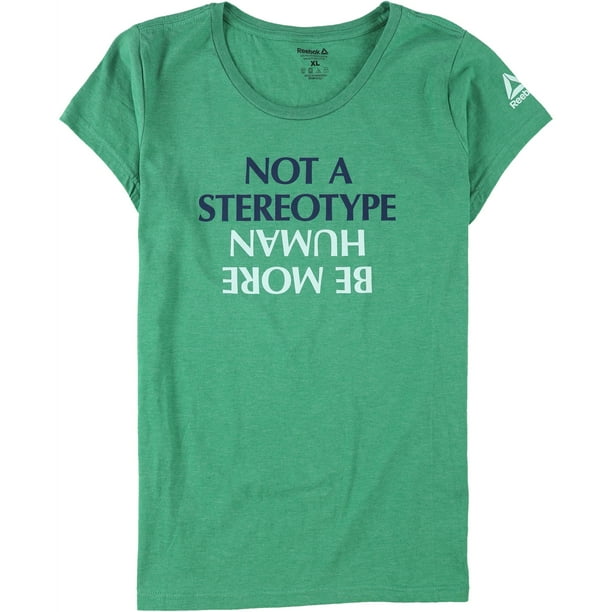 Reebok Womens Not A Stereotype/Be More Human Graphic T-Shirt green L