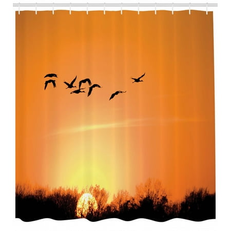 Birds Shower Curtain Bird Migration Over Desert Autumn View At