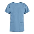 thumbnail image 5 of Ohufall Mens Scrub Top Stretch V-Neck Nursing Uniform Top, Soft Workwear Scrub Solid Top with Pockets, 5 of 6