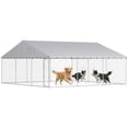 thumbnail image 2 of PawHut Outdoor Dog Kennel, Heavy Duty Large Dog Kennel Outside with Waterproof Roof, Secure Latch, Dog Run for Backyard, 19.7' x 19.7' x 8.9', 2 of 9