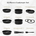 thumbnail image 6 of 12-Piece Nonstick Cookware Set with Detachable Handles, Induction Compatible, Stackable for RV/Home Kitchen, Black, 6 of 7