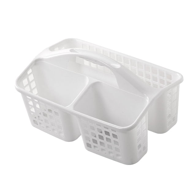 Cesta de ducha portátil, organizador de suministros de limpieza, herramienta práctica y duradera Blanco