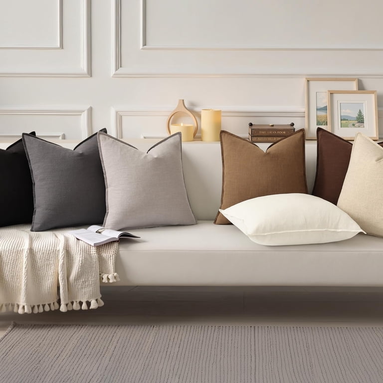 decorUhome Linen Throw Pillow Covers, 18x18 Inch, Set of 2 photo 7