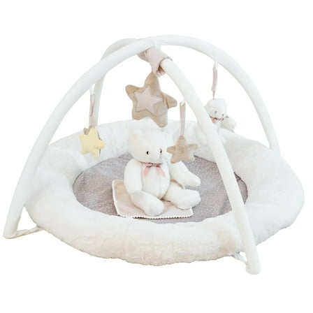 FITINJOY Baby Play Gym & Activity Mat, Ultra Soft Baby Play Mat with 5 Removable Toys & Bear Toys, Tummy Time Mat, Promotes Motor Skills and Sensory Development Mat, Essential Gift for Newborn Baby