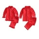 thumbnail image 3 of Venta al por mayor de ropa para niños, pijamas rojos lisos de algodón 95%, pijamas de manga larga con volantes de invierno para bebé, boutique de Navidad, ropa para el hogar, 3 of 4