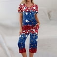 thumbnail image 6 of 4th of July Soft Pajama Set for Women Red Blue and White Stars Nightwear Sets Short Sleeve Shirts Capri Pants Pjs Set, 6 of 6