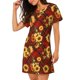thumbnail image 2 of Balery Red Plaid Sunflower Camisón de manga corta con cuello redondo para mujer, cómodo y elegante., 2 of 6