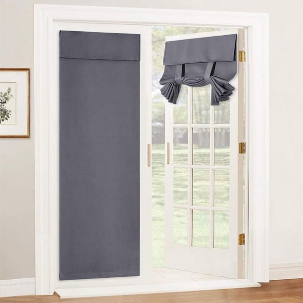 Cortina autoadhesiva sin perforaciones con velcro, banda de amarre con aislamiento térmico, cortina opaca para puertas y ventanas de vidrio