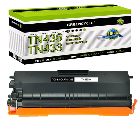 greencycle TN436 TN433 Black Toner Cartridge Compatible for Brother TN-436 TN436BK TN-433 for Brother HL-L8360CDWT MFC-L8900CDW HL-L8260CDW MFC-L8610CDW Laser Printer (1 Pack, High yield)