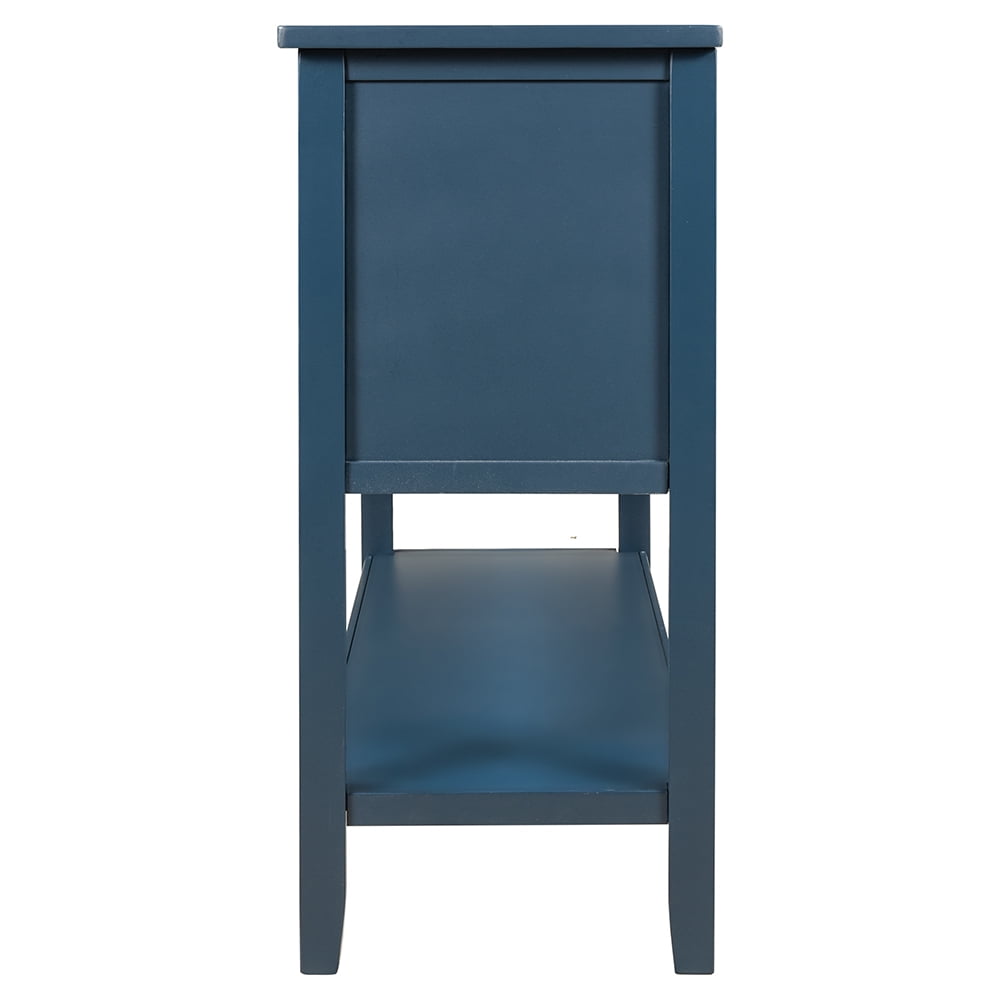 Lowestbest 45" Classic Console Table with Storage Drawers, Sofa Table with 7 Drawers, 1 Cabinet and 1 Shelf (Navy Blue) Lowestbest 45" Classic Console Table with Storage Drawers, Sofa Table with 7 Drawers, 1 Cabinet and 1 Shelf (Navy Blue)