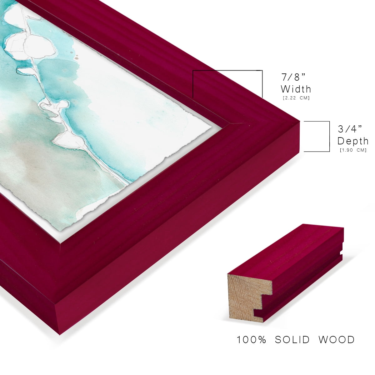 Ginkgo on Dusty Teal VII - Framed Print w/glass - Cherry Red