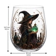 thumbnail image 3 of Astrology Starry Witch Stemless Tumbler, 2D Detailed Printed Glass Drinking Cup, Mystical Lunar Pattern Glassware for Kitchen, Bar and Everyday Household Use (Dark Green), 3 of 4