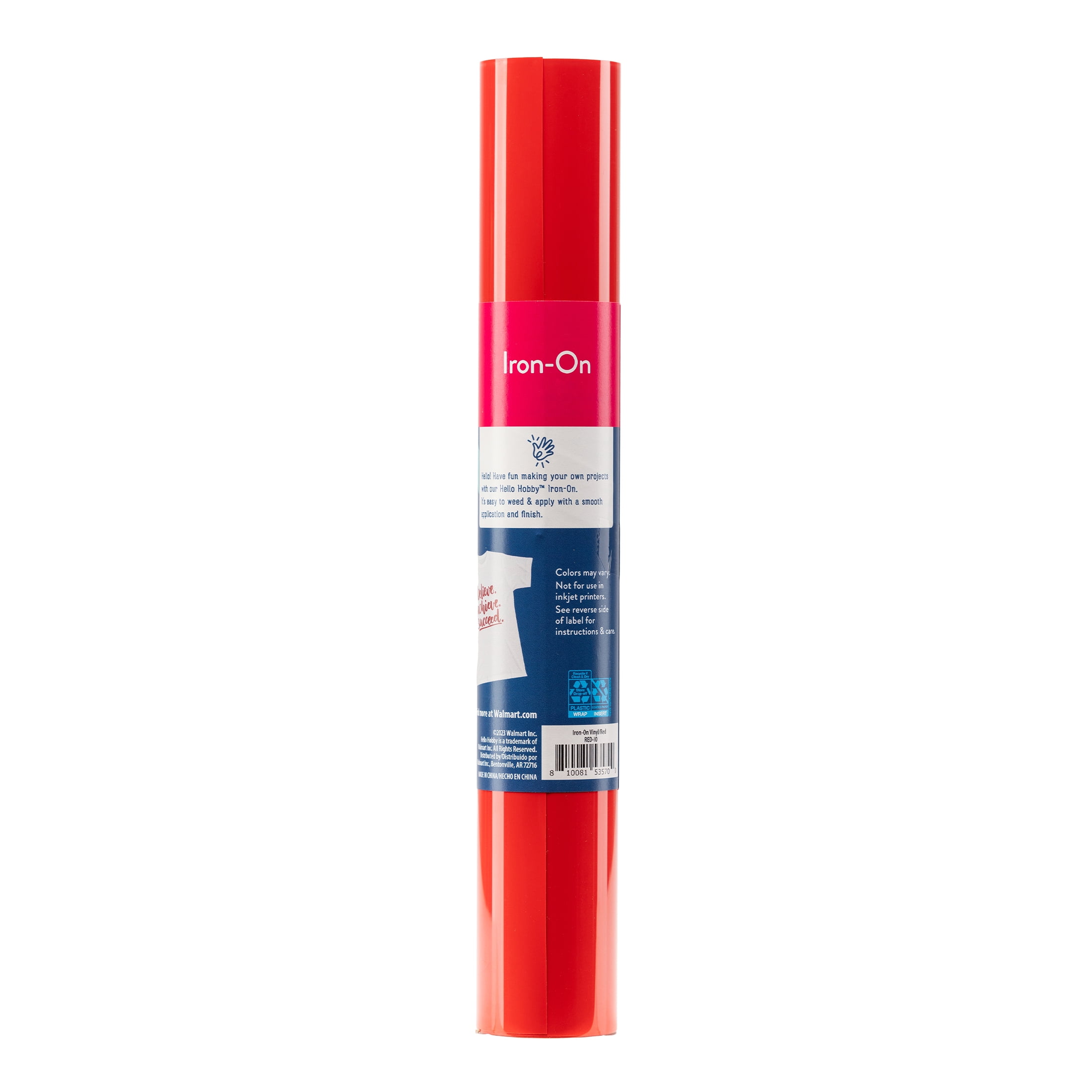 Hello Hobby 12" x 2' Red Iron-On Craft Vinyl Roll