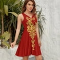thumbnail image 5 of Queen Embroidery Dress Summer Street Style Dresses Female Sleeveless Printed Sundress, 5 of 7