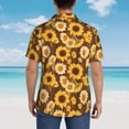 thumbnail image 4 of Sikiie Vintage Wood Grain Sunflower A Print Men's Hawaiian Shirt, Summer Beach Button Pocket Short Sleeve T-Shirt,X-Large, 4 of 7