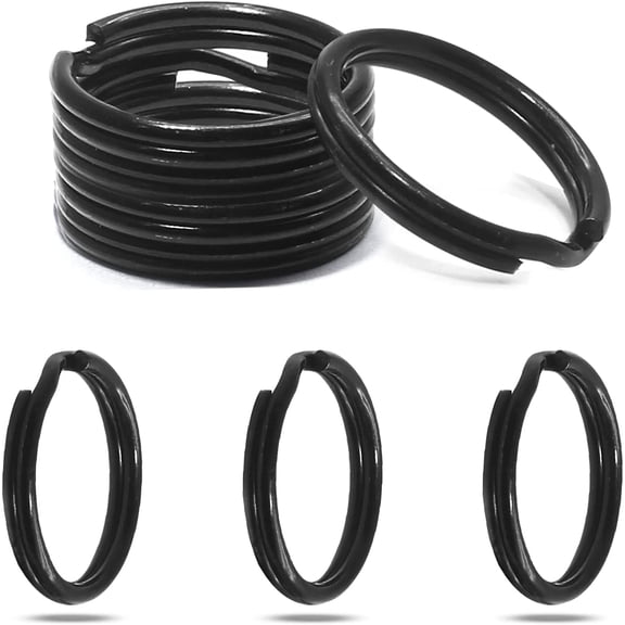 50PCS Split Rings, 15mm/ 0.59" Black Round Ring Key Chain Rings Small Jump Rings for Hanging Keys DIY Crafts