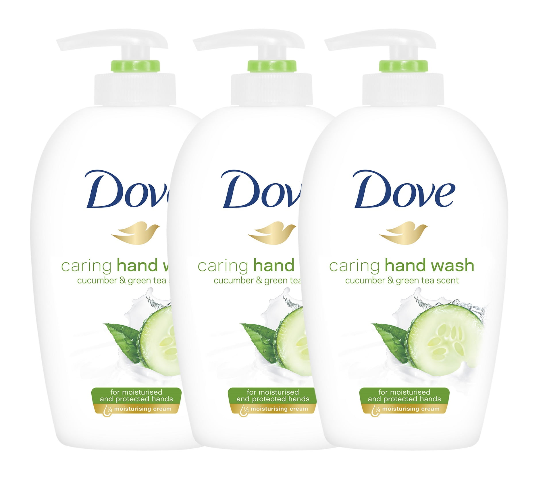 3 Pack Dove Liquid Caring Hand Wash, Cucumber and Green Tea Scent, Pump