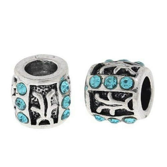 Birthstone Blue Rhinestone Spacer European Bead Compatible for Most European Snake Chain Bracelet