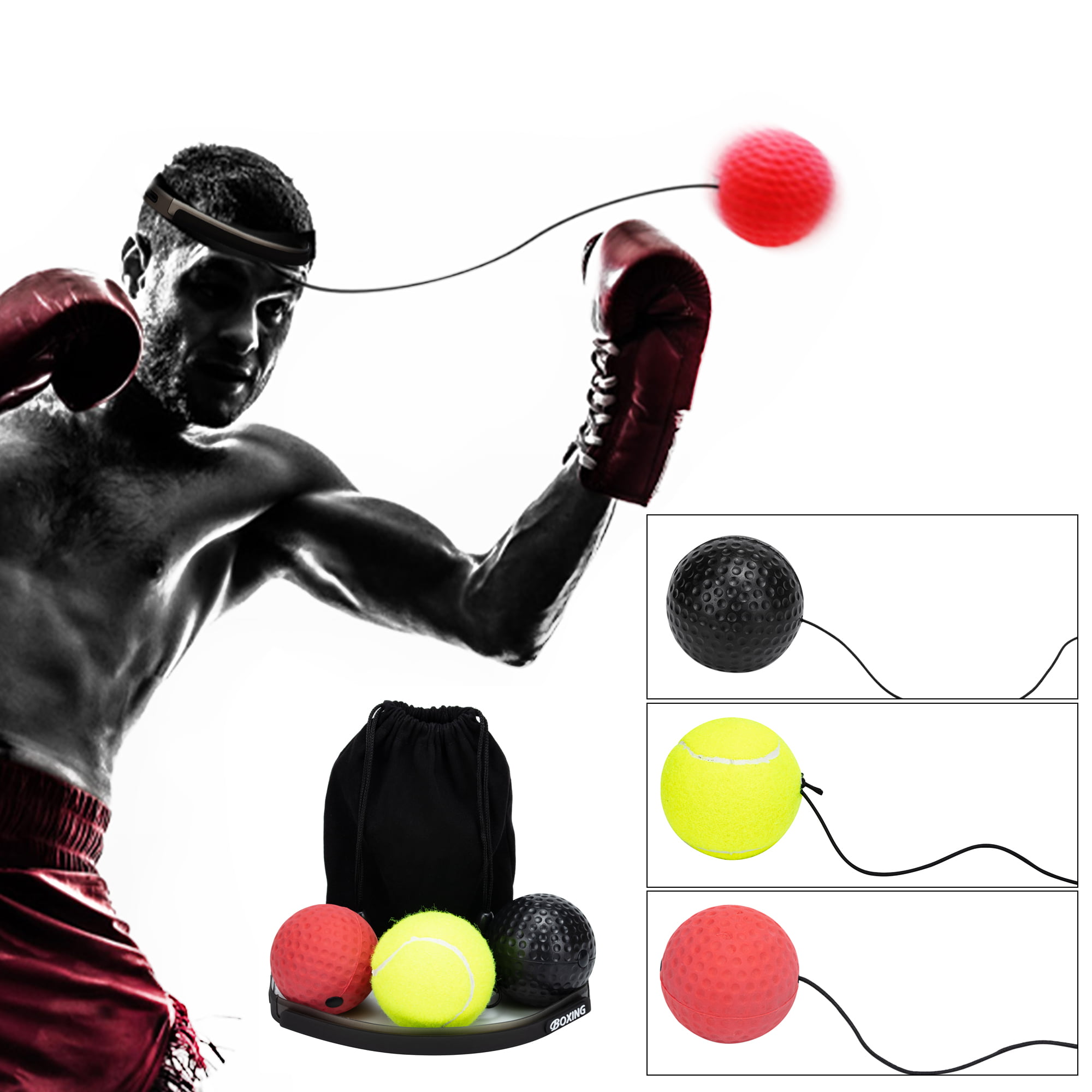 Boxing Punch Exercise Fight Ball Reflex Boxer REACT Speed Training Head Band Box
