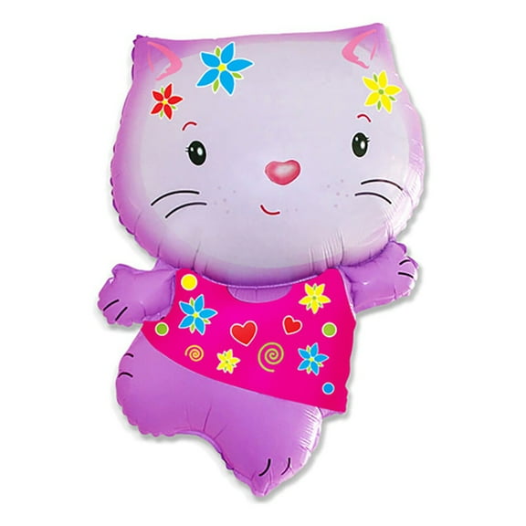 31 inch Little Cat Flowers Foil Mylar Balloon - Party Supplies Decorations