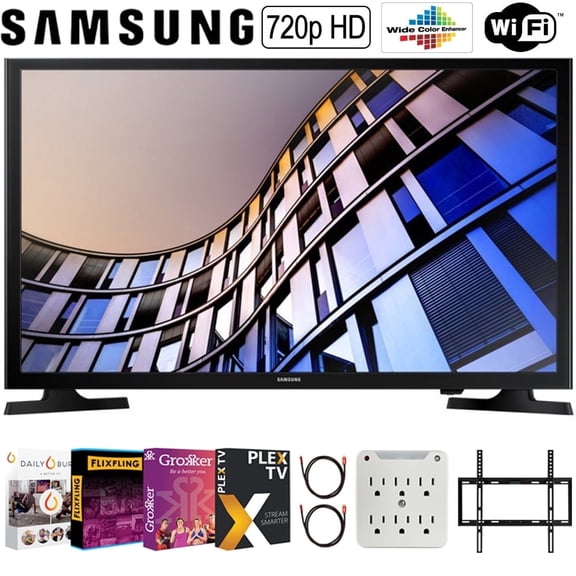 Samsung UN32M4500B 32" HD Smart LED TV Bundle w/ Premiere Movies Streaming 19-45 inch TV Flat Wall Mount 2x 6FT 4K HDMI 2.0 Cable 6-Outlet Surge Adapter