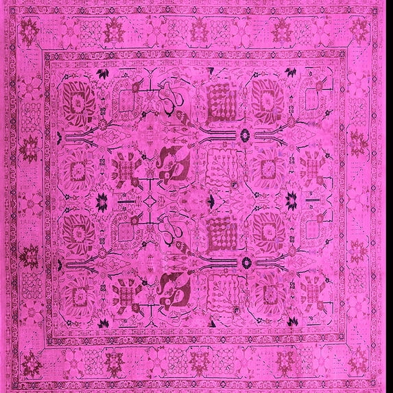 Ahgly Company Indoor Square Oriental Pink Traditional Area Rugs, 8' Square