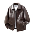 thumbnail image 4 of Men's Winter And Fall Daily Zipper Lapel All-matching Long-sleeved Coat Coffee L, 4 of 5