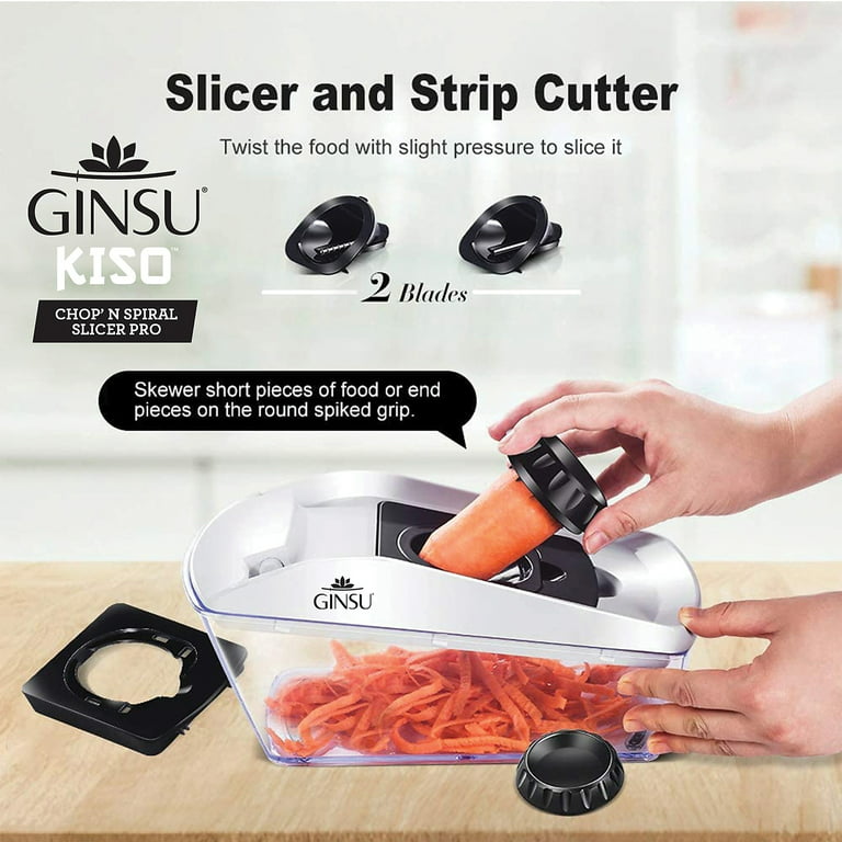 Ginsu Chop 'N Spiral Slicer Pro Kitchen Tool for Graters Ribbon Slice  Julienne- 12 Piece Set- White