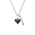 thumbnail image 2 of Delight Jewelry Two-tone Enamel Cheetah Print Heart Silvertone Courage Strength Wisdom Honesty Bar Charm Necklace, 23", 2 of 4