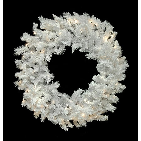 Vickerman 48" Prelit LED Flocked White Spruce Artificial Christmas Wreath - Warm Clear Lights