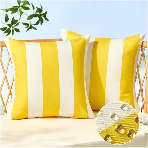 Outdoor Pillow Covers 18x18 Set of 2 Black Striped Decoration Throw Pillow Covers for Spring Summer Outdoor Waterproof Garden Patio Furniture Sofa Bed Home Decor