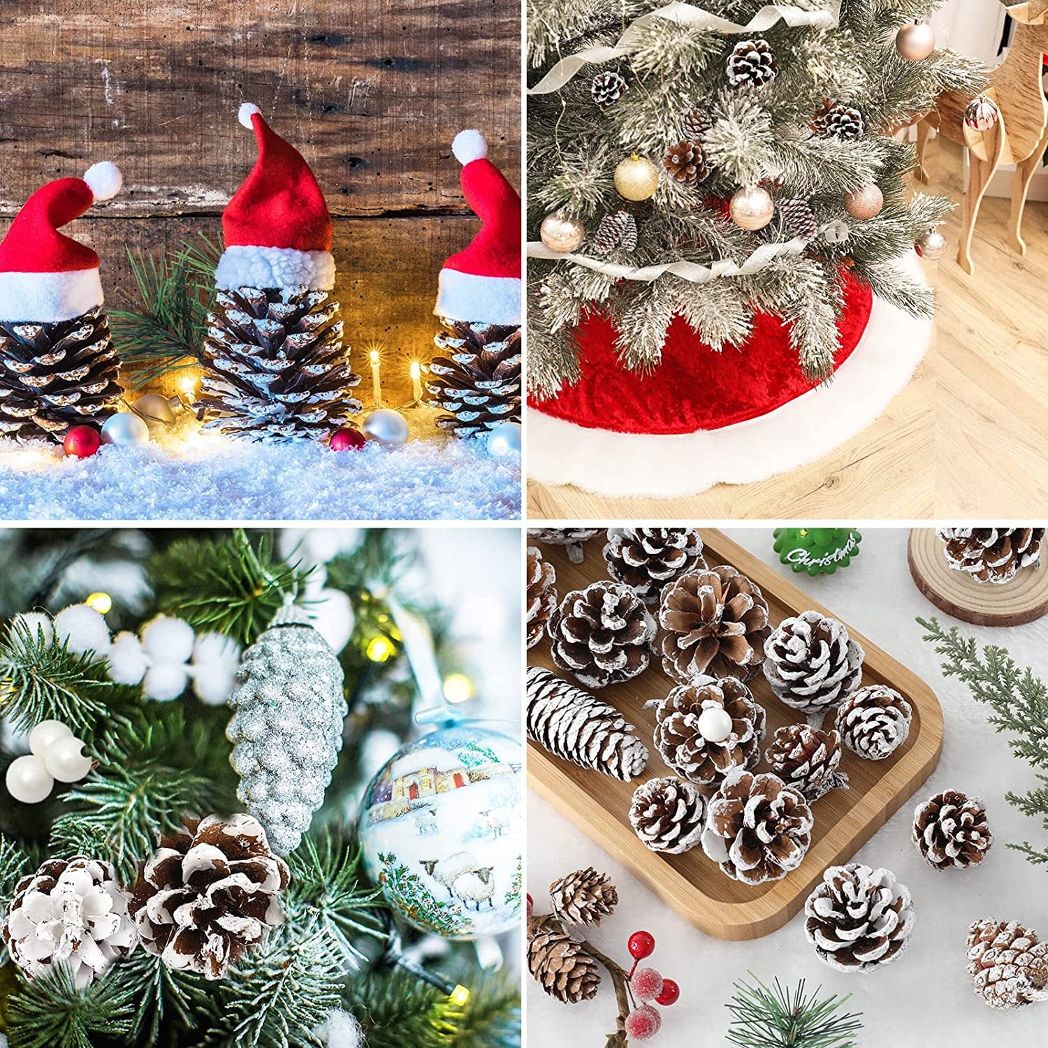 Songjum 100 PCS Mini Snow Pine Cones Christmas Natural Pinecones with White  Paint Pine Cones in Bulk for Home Party Crafts Gift Wedding Christmas Tree