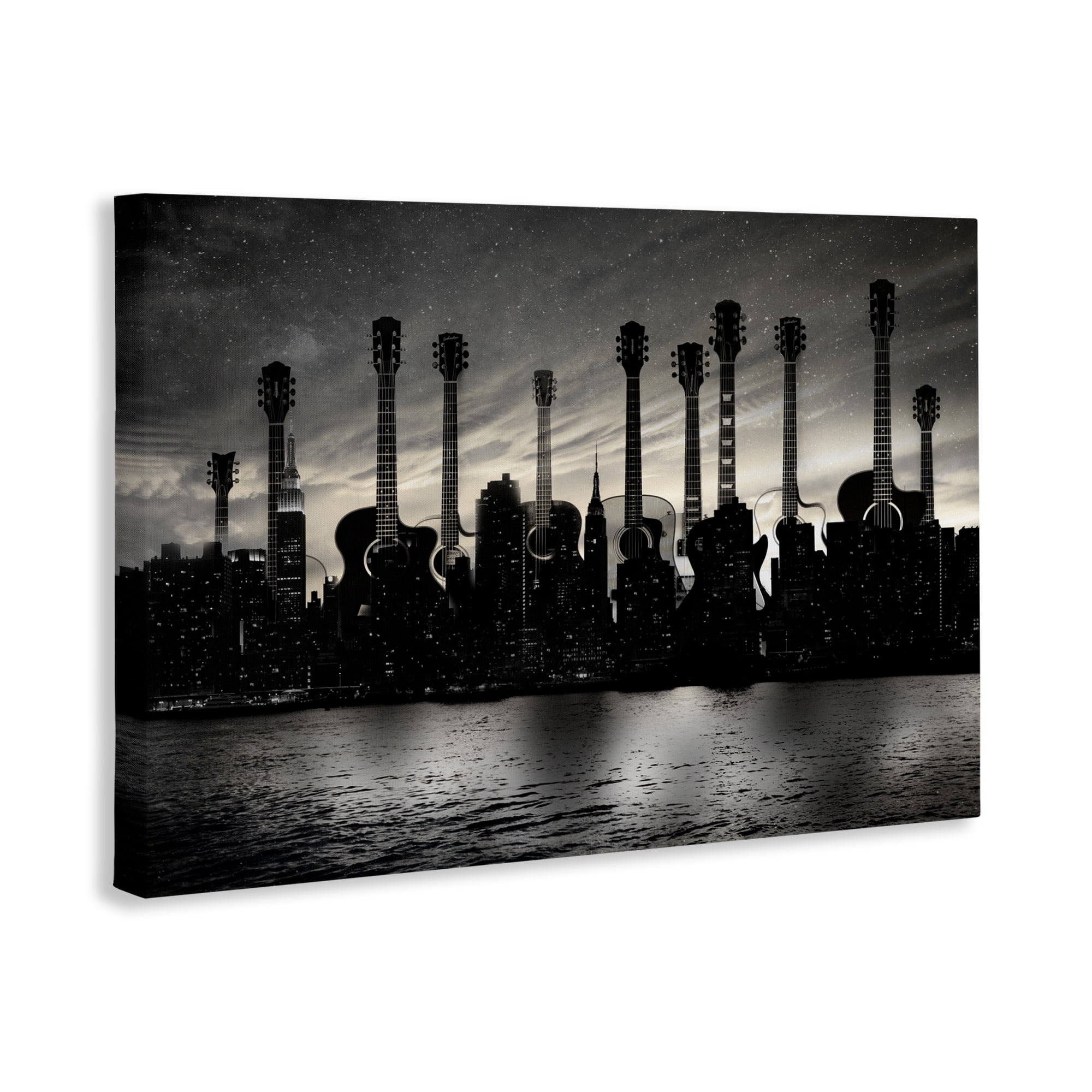 Stupell Industries Guitar Skyline Cityscape Canvas Wall Art, design by CAD Designs
